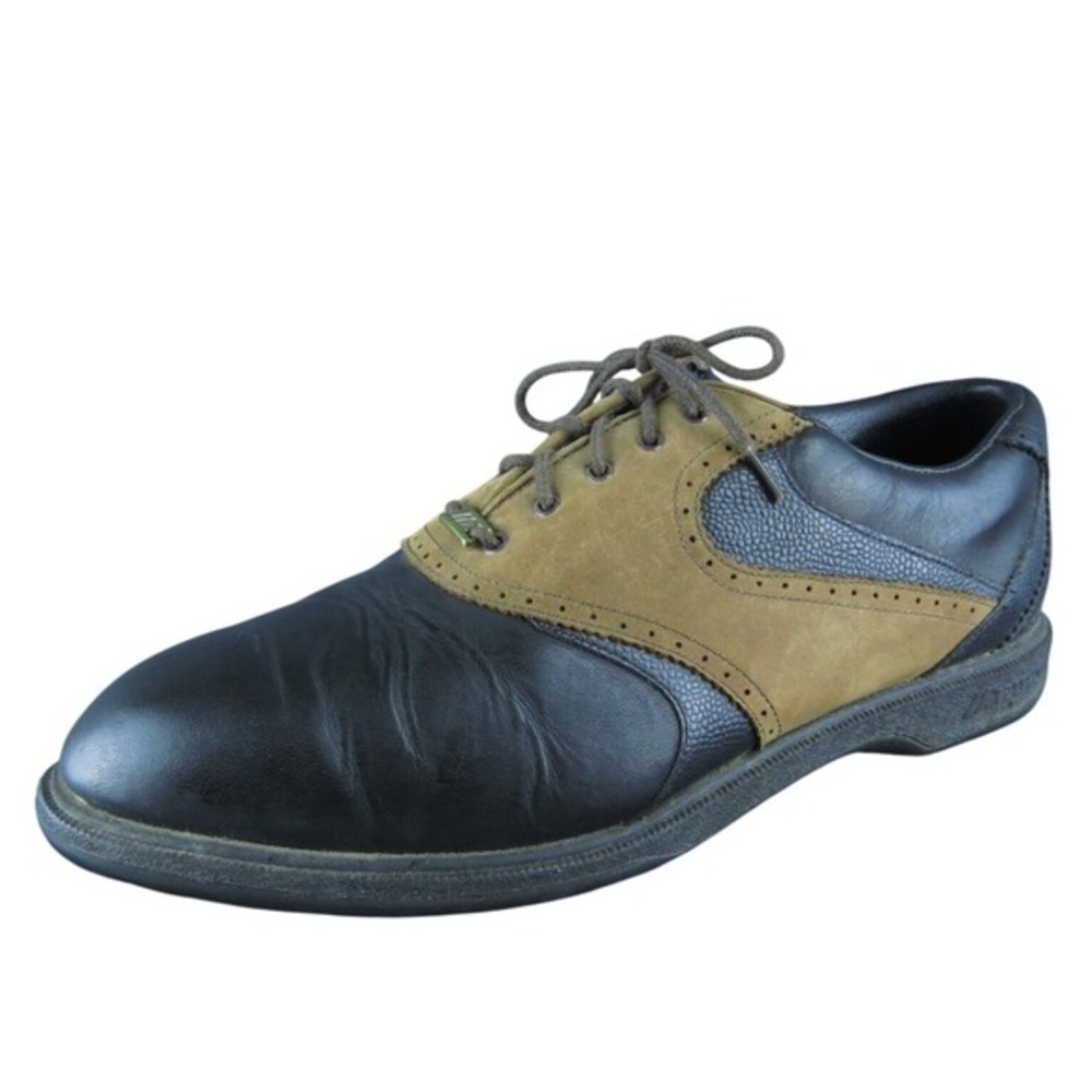 Mizuno Golf Cleat Men Saddle Oxfords‎ Shoes Size 11 Medium Black Leather Lace Up